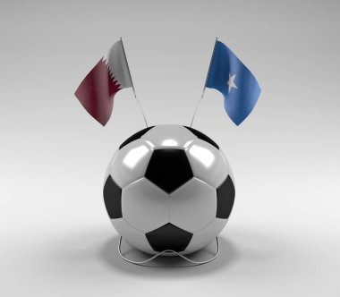 Katar - Somali Futbol Bayrakları, Beyaz Arkaplan - 3D Render