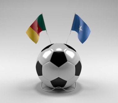 Kamerun - Somali Futbol Bayrakları, Beyaz Arkaplan - 3D Render