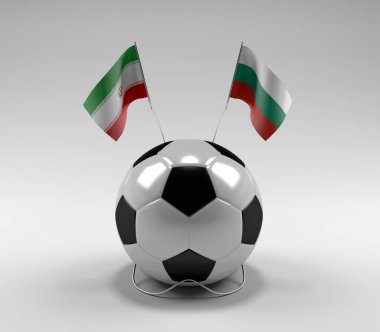İran - Bulgaristan Futbol Bayrakları, Beyaz Arkaplan - 3D Hazırlama