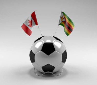 Kanada - Zimbabwe Futbol Bayrakları, Beyaz Arkaplan - 3D Render