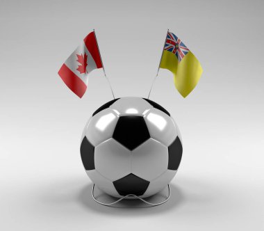 Kanada - Niue Futbol Bayrakları, Beyaz Arkaplan - 3D Render