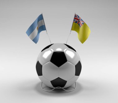Arjantin - Niue Futbol Bayrakları, Beyaz Arkaplan - 3D Render