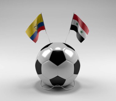 Ekvador - Suriye Futbol Bayrakları, Beyaz Arkaplan - 3D Render