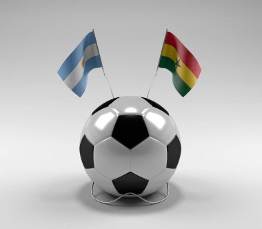 Arjantin - Gana Futbol Bayrakları, Beyaz Arkaplan - 3D Render