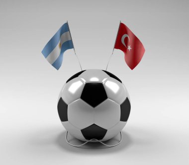 Arjantin - Türkiye Futbol Bayrakları, Beyaz Arkaplan - 3D Hazırlama