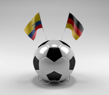 Ekvador - Almanya Futbol Bayrakları, Beyaz Arkaplan - 3D Render
