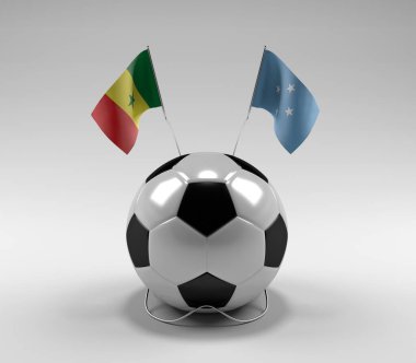 Senegal - Mikronezya Futbol Bayrakları, Beyaz Arkaplan - 3D Render