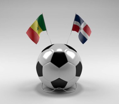 Senegal - Dominik Cumhuriyeti Futbol Bayrakları, Beyaz Arkaplan - 3D Render