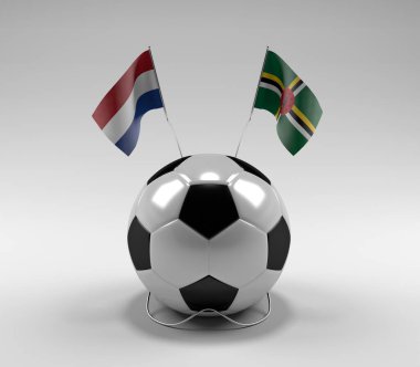 Hollanda - Dominica Futbol Bayrakları, Beyaz Arkaplan - 3D Render