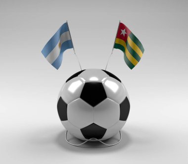 Arjantin - Togo Futbol Bayrakları, Beyaz Arkaplan - 3D Render