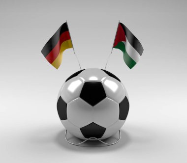 Almanya - Filistin Futbol Bayrakları, Beyaz Arkaplan - 3D Render