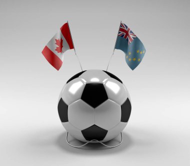 Kanada - Tuvalu Futbol Bayrakları, Beyaz Arkaplan - 3D Render
