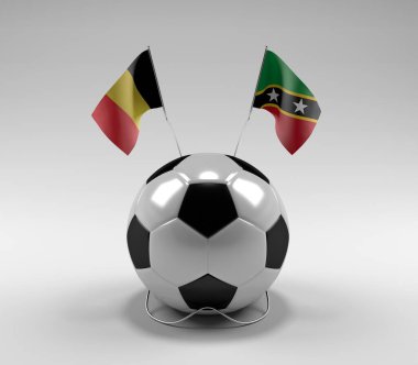 Belçika - Saint-Kitts-and-Nevis Futbol Bayrakları, Beyaz Arkaplan - 3D Render