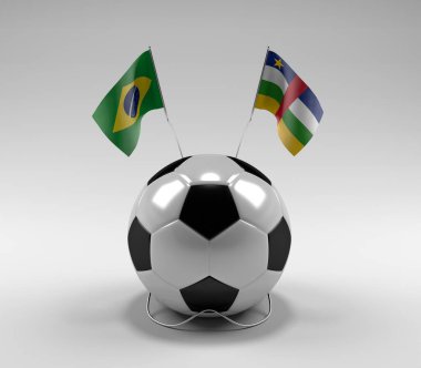 Brezilya - Orta Afrika Cumhuriyeti Futbol Bayrakları, Beyaz Arkaplan - 3D Render