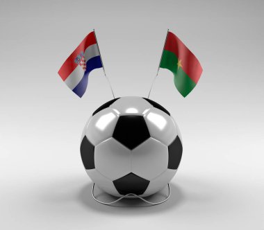 Hırvatistan - Burkina-Faso Futbol Bayrakları, Beyaz Arkaplan - 3D Render