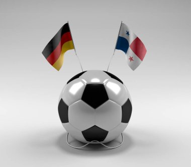 Almanya - Panama Futbol Bayrakları, Beyaz Arkaplan - 3D Render