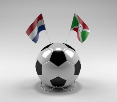 Hollanda - Burundi Futbol Bayrakları, Beyaz Arkaplan - 3D Render