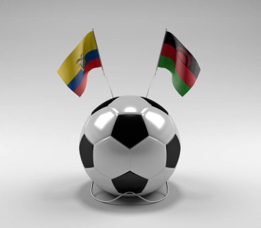 Ekvador - Malawi Futbol Bayrakları, Beyaz Arkaplan - 3D Render
