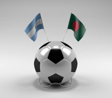 Arjantin - Bangladeş Futbol Bayrakları, Beyaz Arkaplan - 3D Render