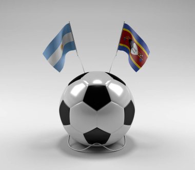Arjantin - Svaziland Futbol Bayrakları, Beyaz Arkaplan - 3D Render