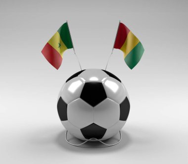 Senegal - Gine Futbol Bayrakları, Beyaz Arkaplan - 3D Render