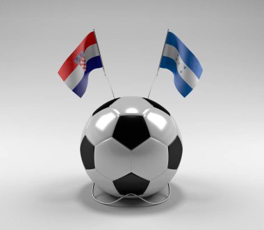 Hırvatistan - Honduras Futbol Bayrakları, Beyaz Arkaplan - 3D Render
