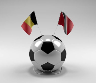 Belçika - Trinidad ve Tobago Futbol Bayrakları, Beyaz Arkaplan - 3D Render
