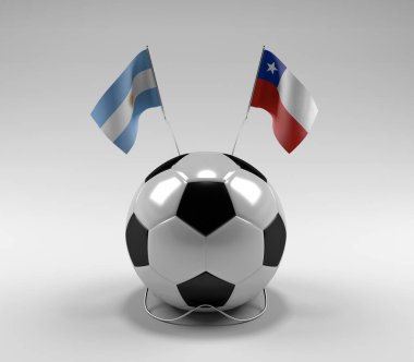 Arjantin - Şili Futbol Bayrakları, Beyaz Arkaplan - 3D Render