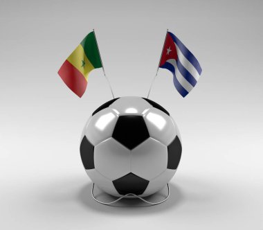 Senegal - Küba Futbol Bayrakları, Beyaz Arkaplan - 3D Render