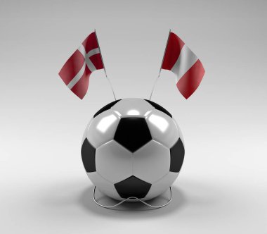 Danimarka - Peru Futbol Bayrakları, Beyaz Arkaplan - 3D Render