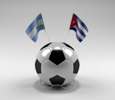 Arjantin - Küba Futbol Bayrakları, Beyaz Arkaplan - 3D Render