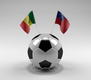 Senegal - Samoa Futbol Bayrakları, Beyaz Arkaplan - 3D Render