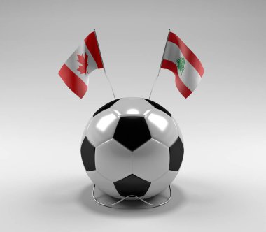Kanada - Lübnan Futbol Bayrakları, Beyaz Arkaplan - 3D Render