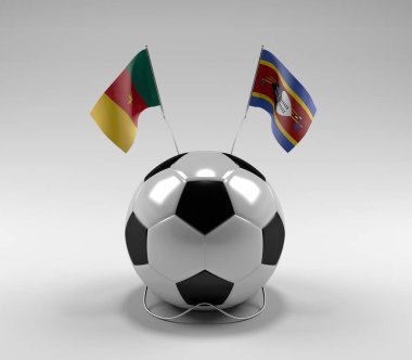 Kamerun - Svaziland Futbol Bayrakları, Beyaz Arkaplan - 3D Render