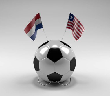 Hollanda - Liberya Futbol Bayrakları, Beyaz Arkaplan - 3D Render