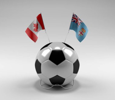 Kanada - Fiji Futbol Bayrakları, Beyaz Arkaplan - 3D Render