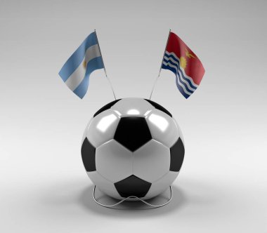 Arjantin - Kiribati Futbol Bayrakları, Beyaz Arkaplan - 3D Render