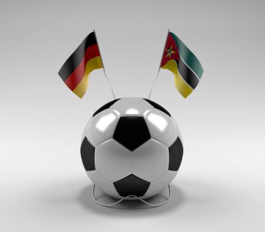Almanya - Mozambik Futbol Bayrakları, Beyaz Arkaplan - 3D Render