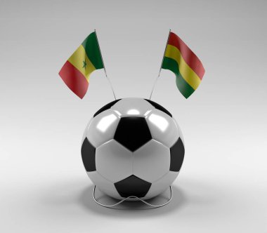 Senegal - Bolivya Futbol Bayrakları, Beyaz Arkaplan - 3D Render