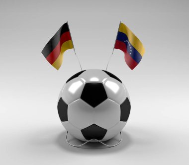 Almanya - Venezuela Futbol Bayrakları, Beyaz Arkaplan - 3D Render