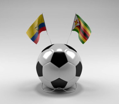 Ekvador - Zimbabwe Futbol Bayrakları, Beyaz Arkaplan - 3D Render
