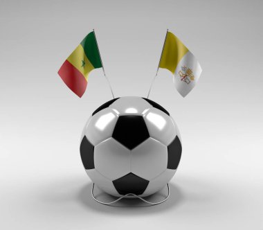 Senegal - Vatikan-Şehir Futbol Bayrakları, Beyaz Arkaplan - 3D Render