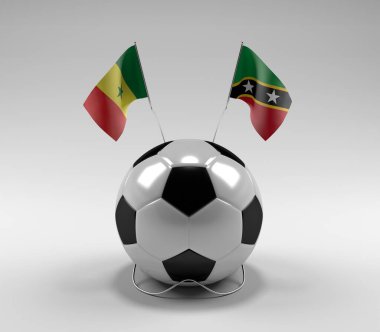 Senegal - Saint-Kitts-and-Nevis Futbol Bayrakları, Beyaz Arkaplan - 3D Render