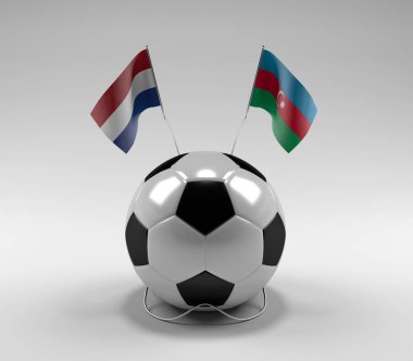 Hollanda - Azerbaycan Futbol Bayrakları, Beyaz Arkaplan - 3D Render