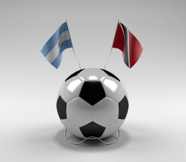 Arjantin - Trinidad ve Tobago Futbol Bayrakları, Beyaz Arkaplan - 3D Render