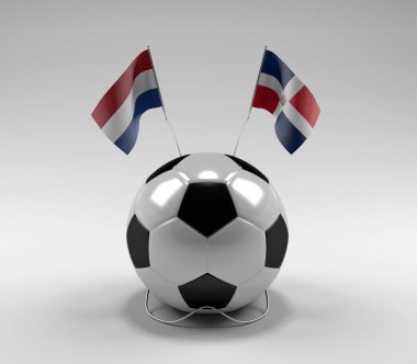 Hollanda - Dominik Cumhuriyeti Futbol Bayrakları, Beyaz Arkaplan - 3D Render