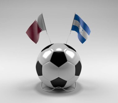 Katar - Honduras Futbol Bayrakları, Beyaz Arkaplan - 3D Render