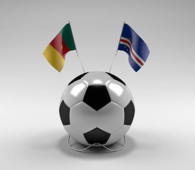 Kamerun - Cape-Verde Futbol Bayrakları, Beyaz Arkaplan - 3D Render