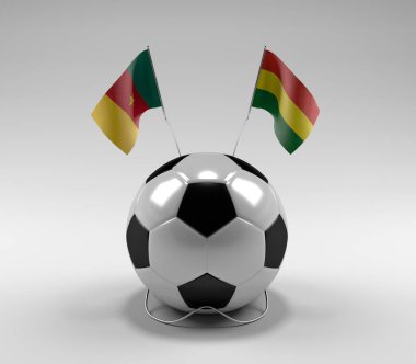 Kamerun - Bolivya Futbol Bayrakları, Beyaz Arkaplan - 3D Render