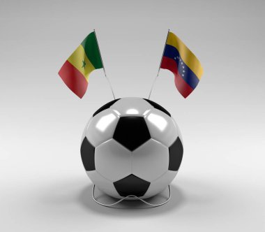Senegal - Venezuela Futbol Bayrakları, Beyaz Arkaplan - 3D Render